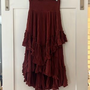 Free People maroon maxi skirt